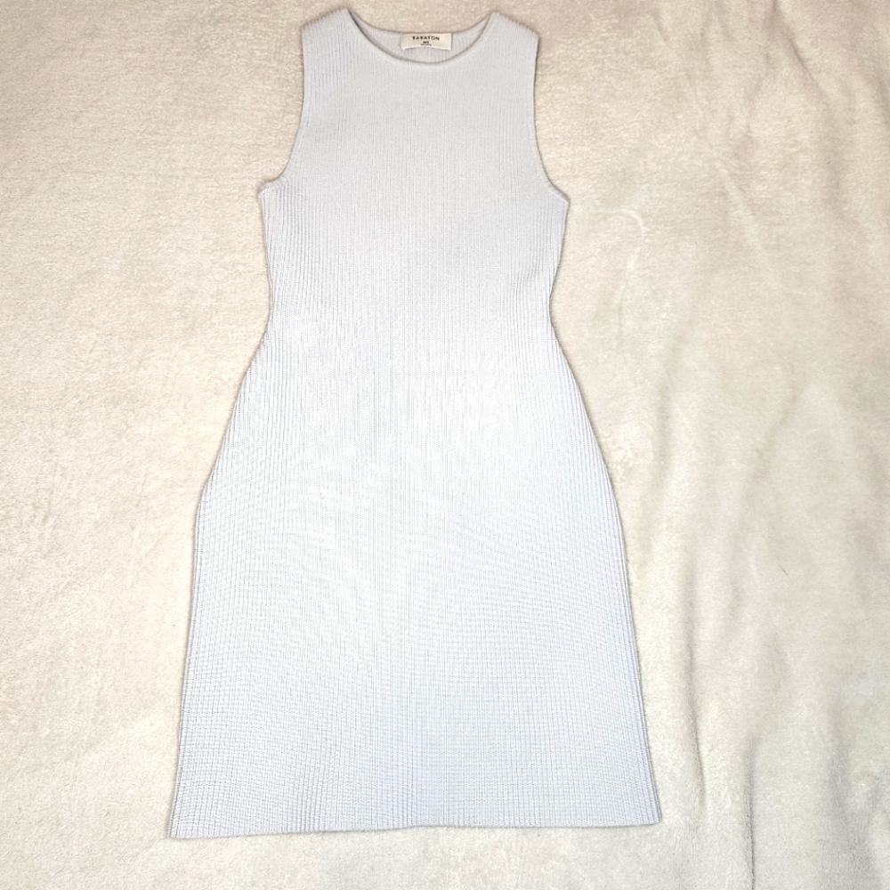 Aritzia Babaton Sculpt Knit Racer Mini Dress Iceberg Blue